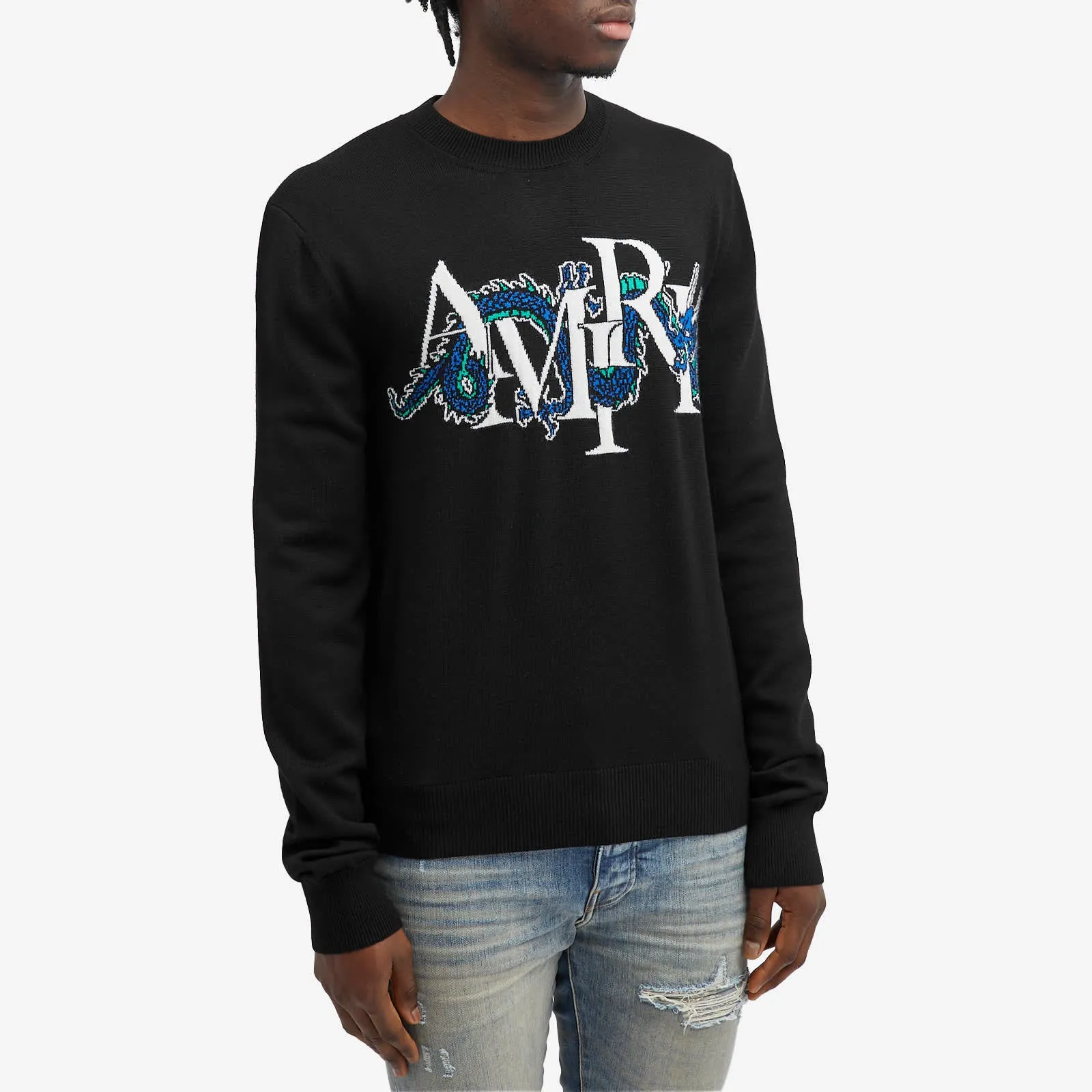 Amiri Cny Dragon Crew Sweater, black