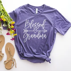 Blessed Grandma Solid Arrow Tee Shirts For Women - Christian Shirts for Women - Religious Tee Shirts