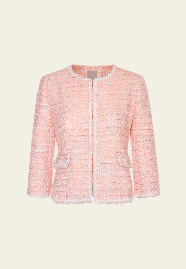 Contrasting Embellished-trim Flap-pocket Jacket