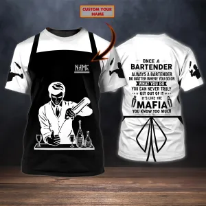 Custom Bartender 3D T Shirt, Barista Shirts, Bartender Mafia Shirts