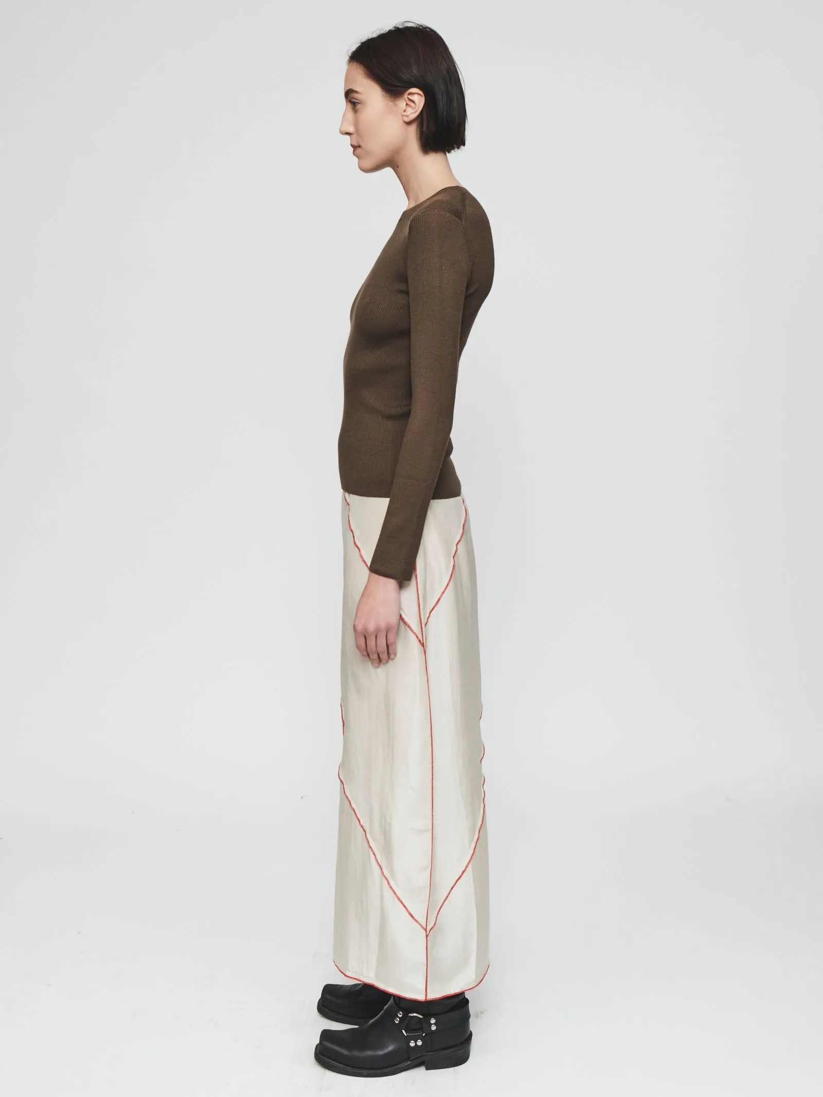 Deconstructed Midi Skirt in Chalk