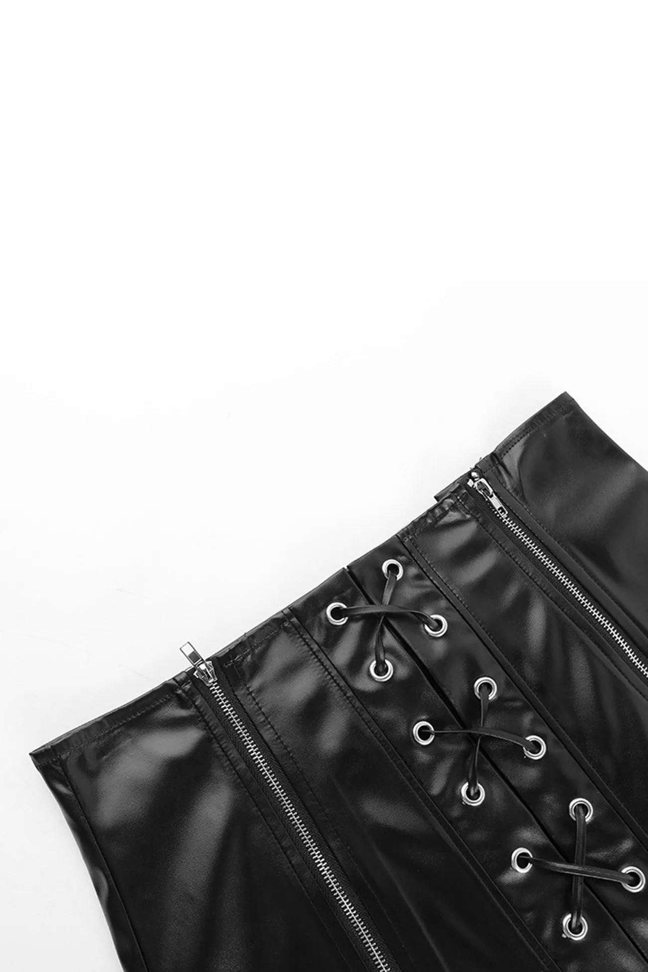 Eyelet Strap Pack Hip Leather Skirt