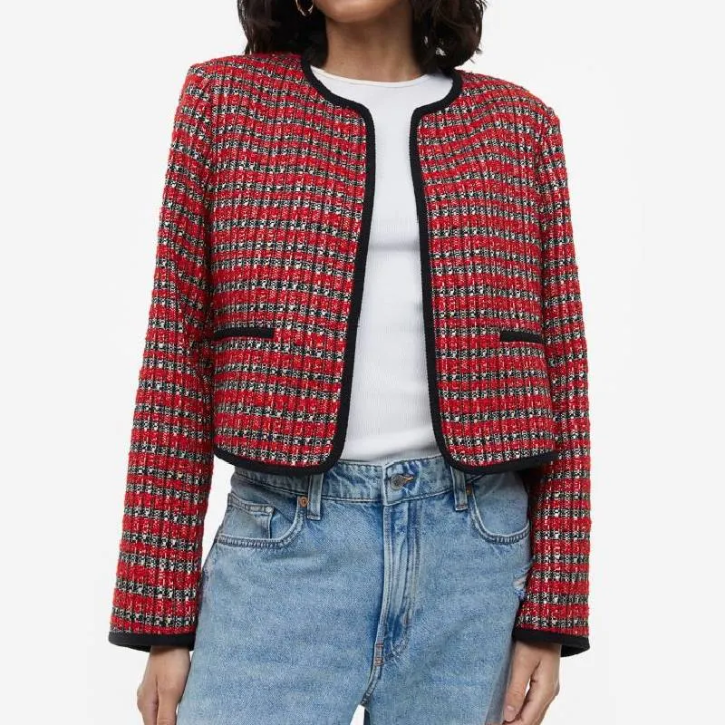 H&M Textured-weave jacket, red