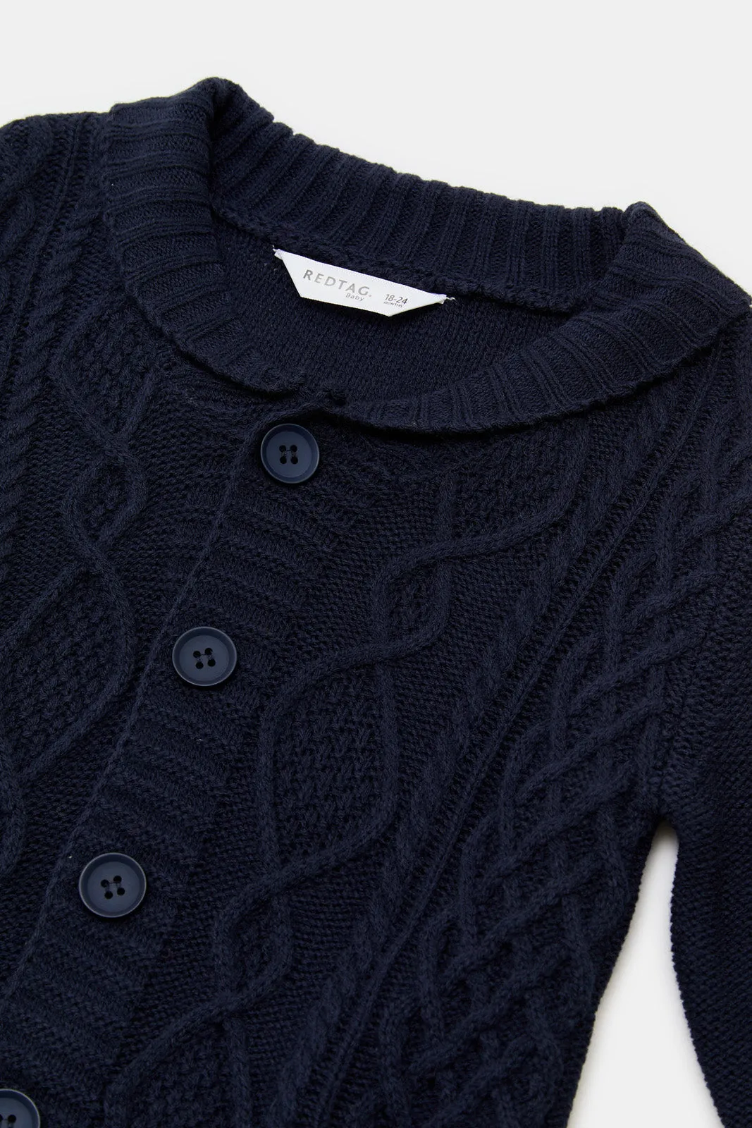 Infant Boys Navy Button Up Cable Cardigan