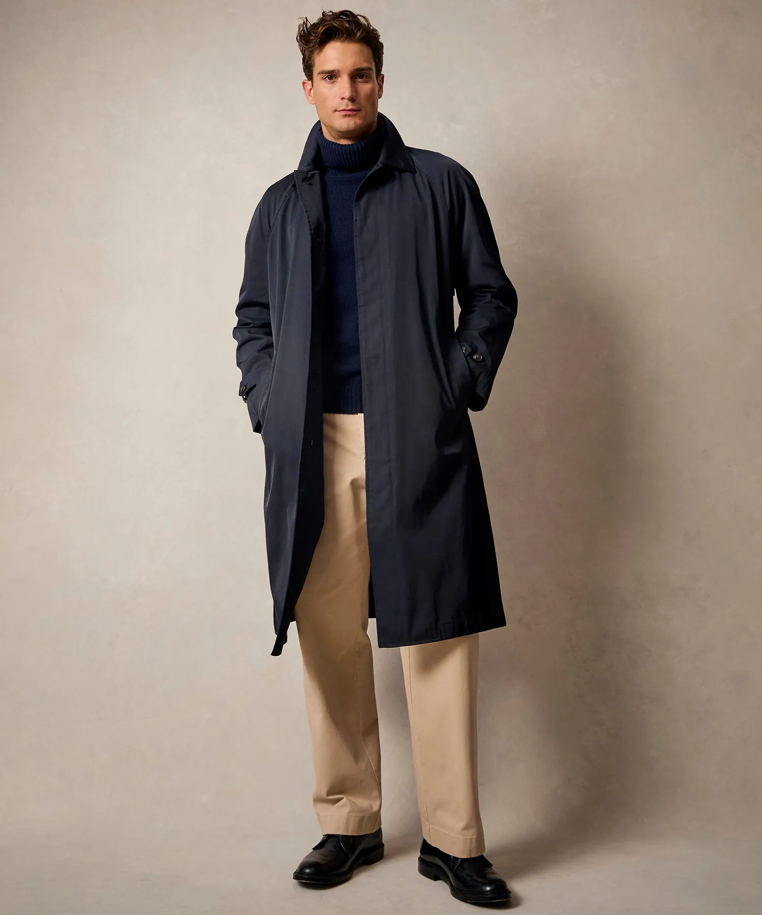 Italian Nylon Trench Coat in Navy