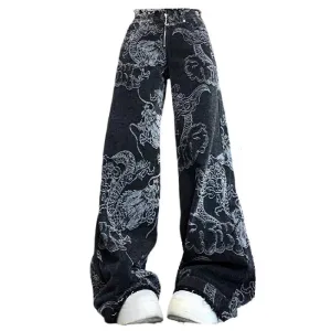 Japanese Dragon Aesthetic Jeans