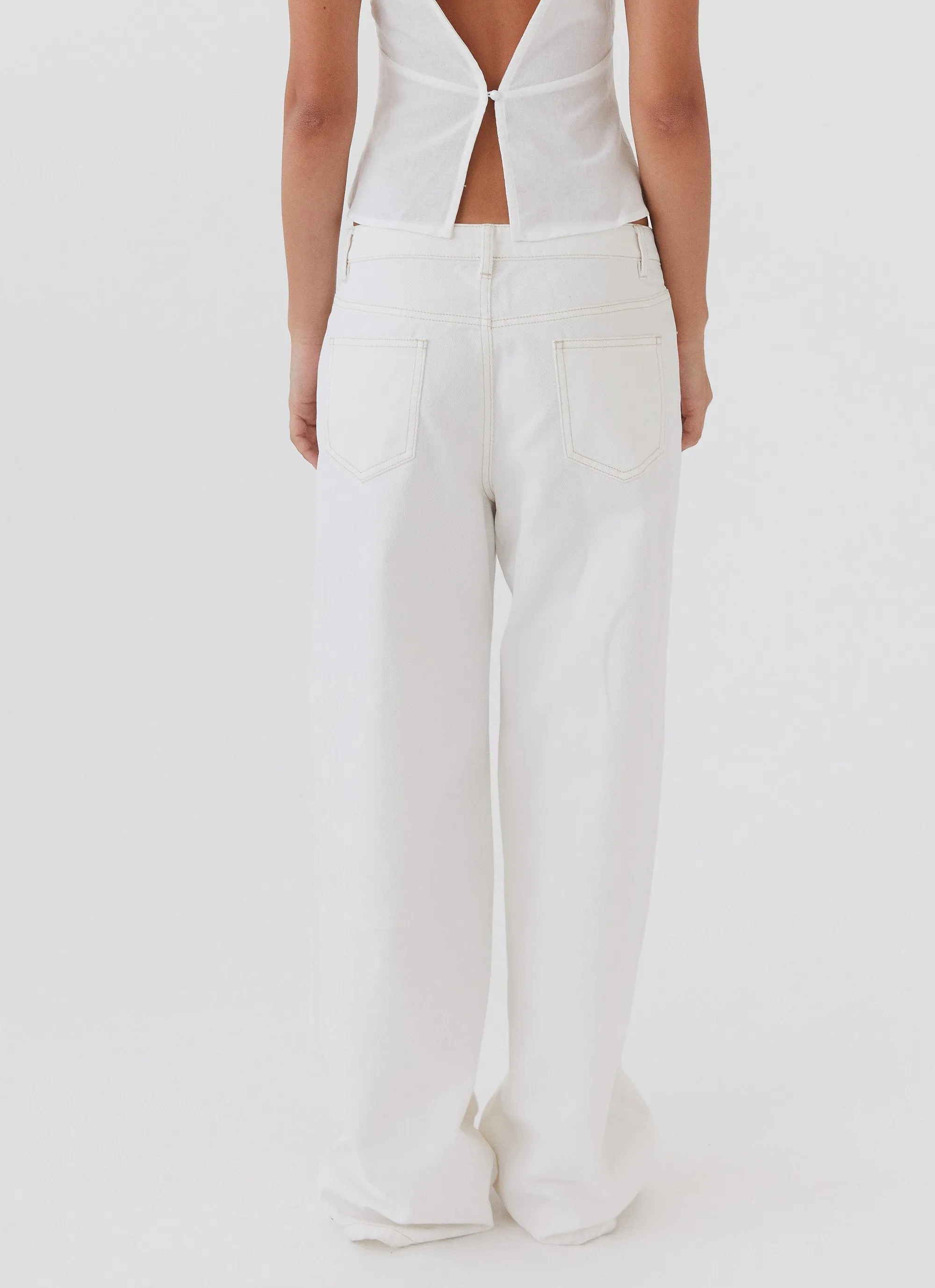 Keanna Low Rise Denim Jeans - Ivory