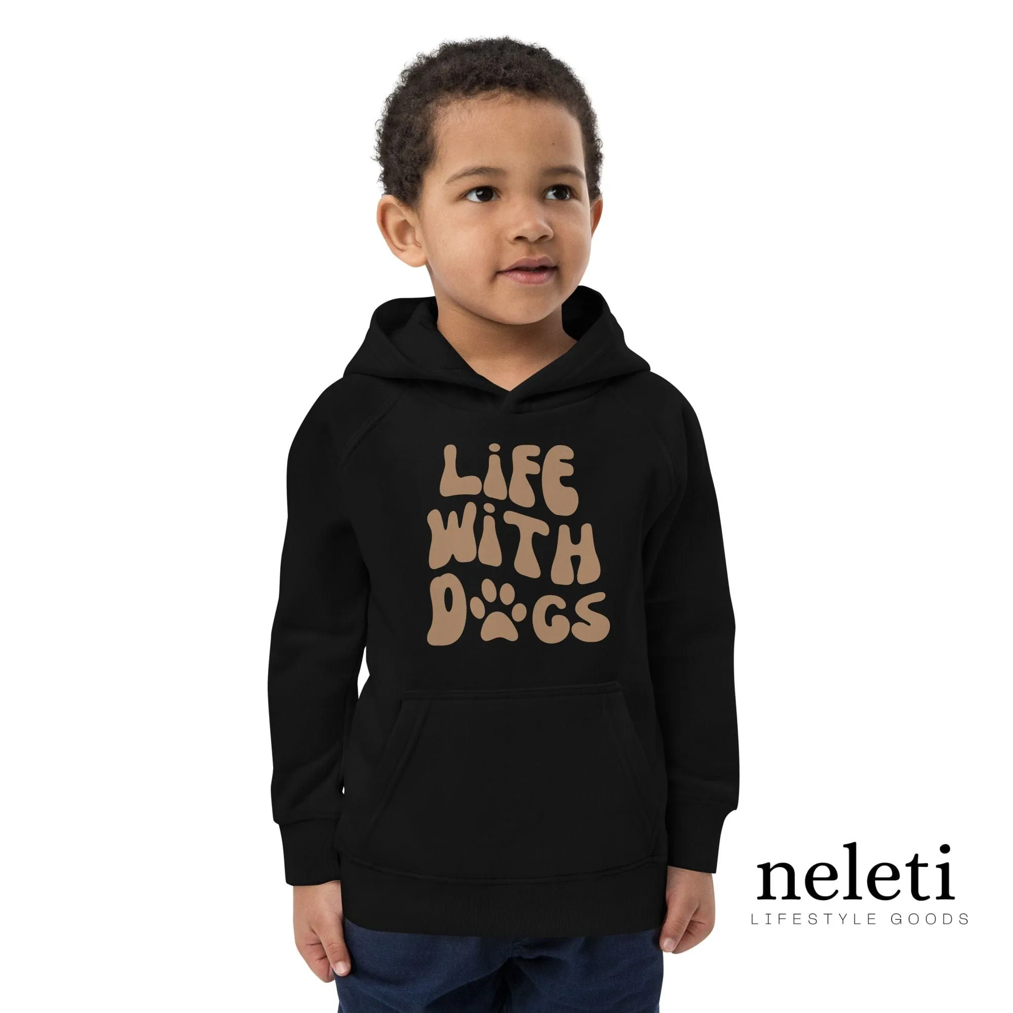 Kids Hoodies with Puff Print Slogan: Earth-Friendly Style for Little Dog Lovers