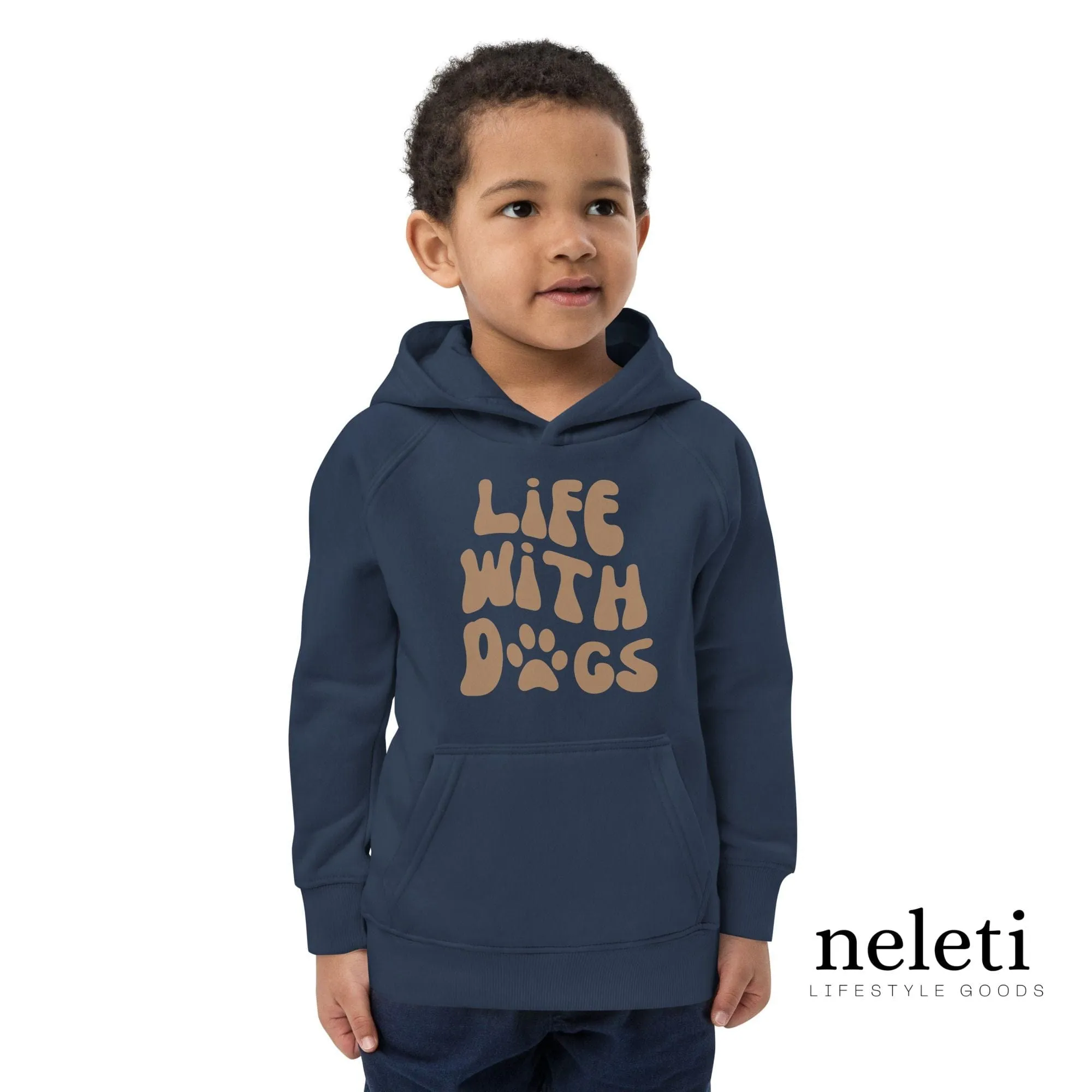 Kids Hoodies with Puff Print Slogan: Earth-Friendly Style for Little Dog Lovers