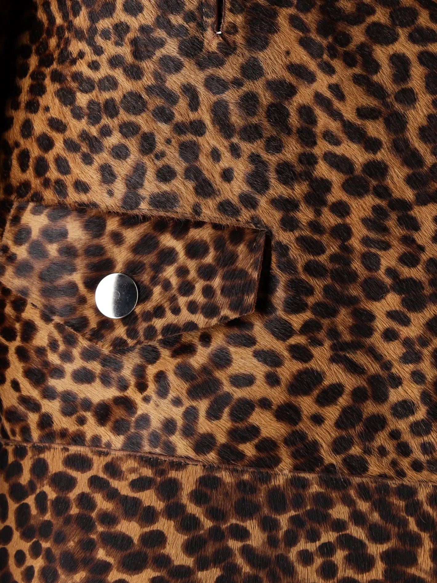 leopard-print calf hair biker jacket