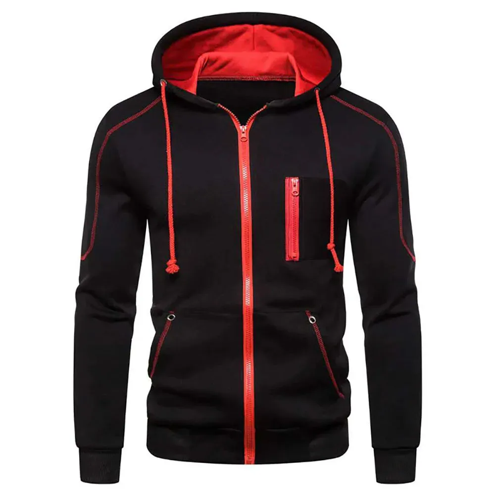 Long Sleeve Zipper Fleece Sports Hoodie for Men Clothing up to 4 XL Plus