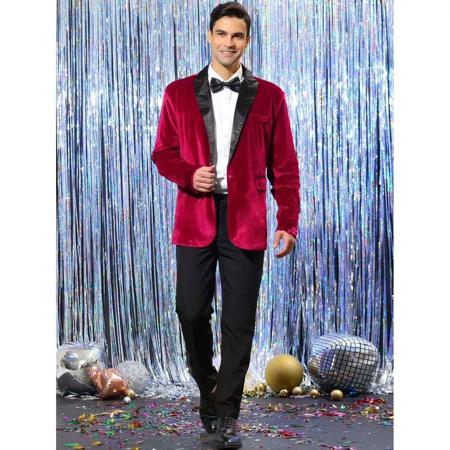 Men's One Button Velvet Blazer, Prom Tuxedo dinner suit, jacket Lars Amadeus