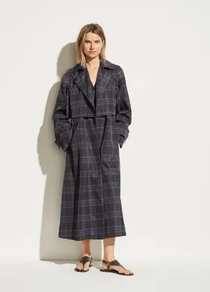 Plaid Trench in Marine