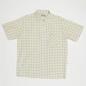 Round Collar Shirt (Green x Natural)