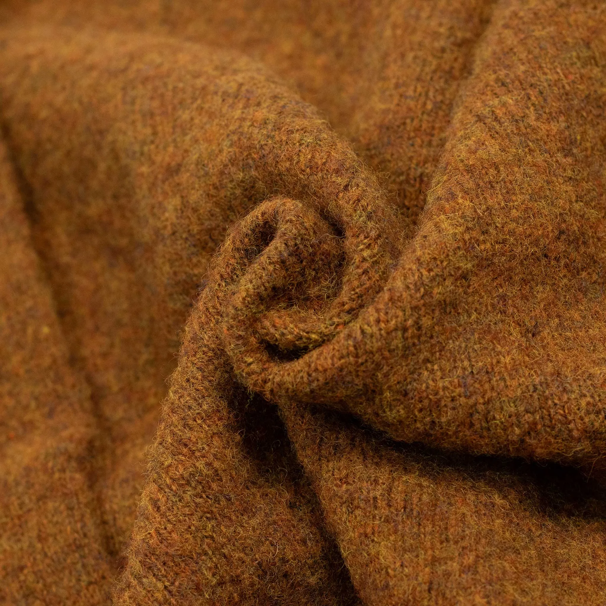 Shaggy brushed Shetland crew neck sweater, Burnt Umber