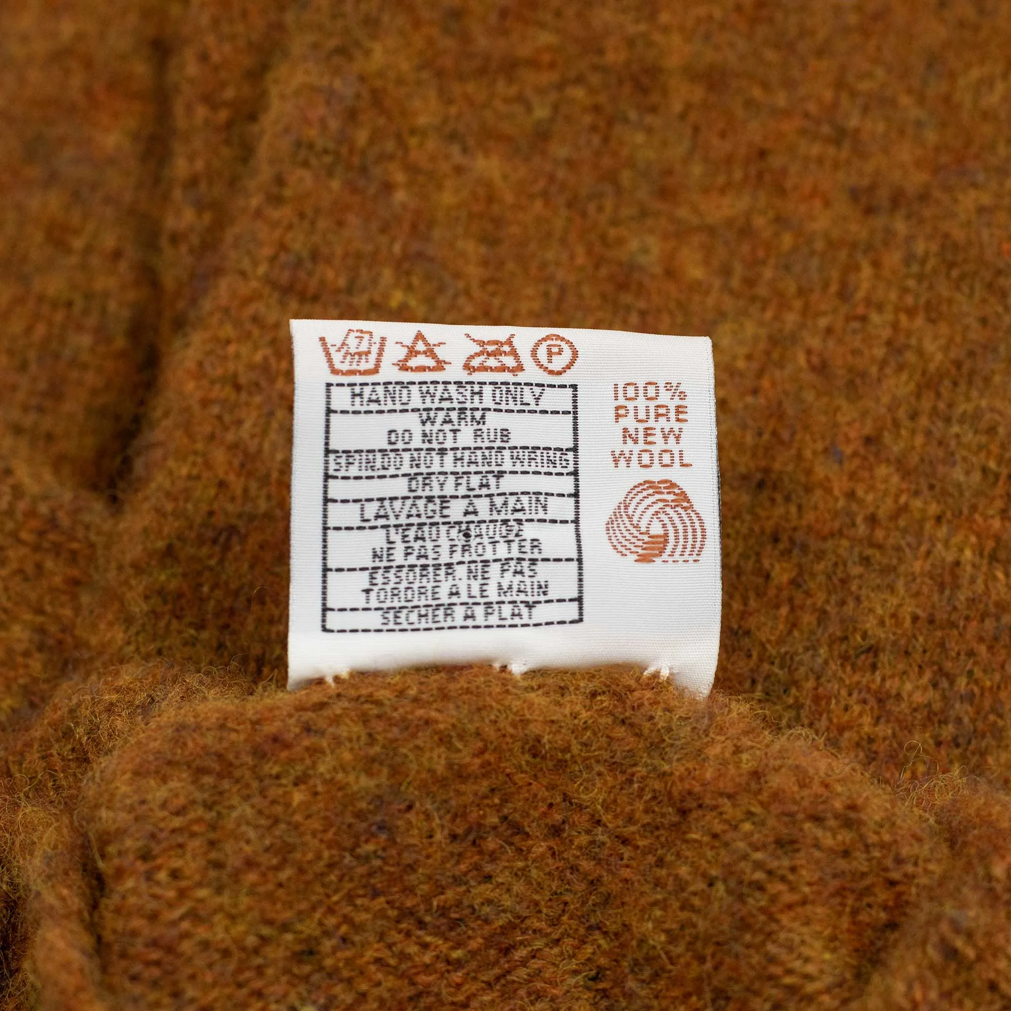 Shaggy brushed Shetland crew neck sweater, Burnt Umber