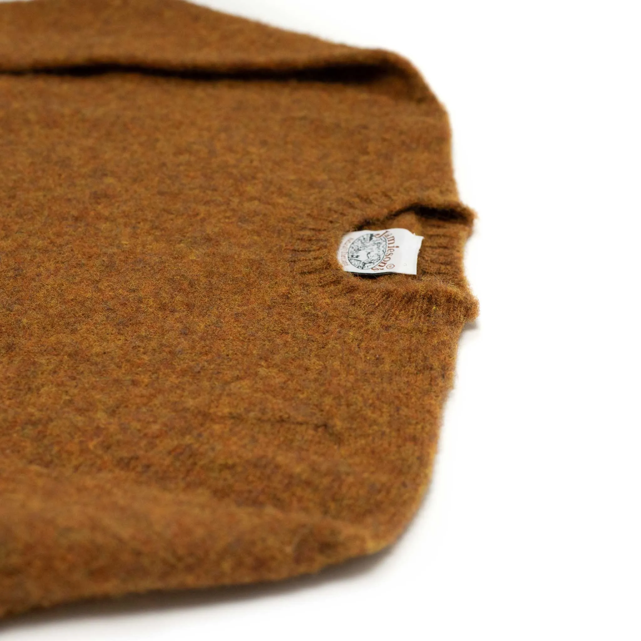 Shaggy brushed Shetland crew neck sweater, Burnt Umber