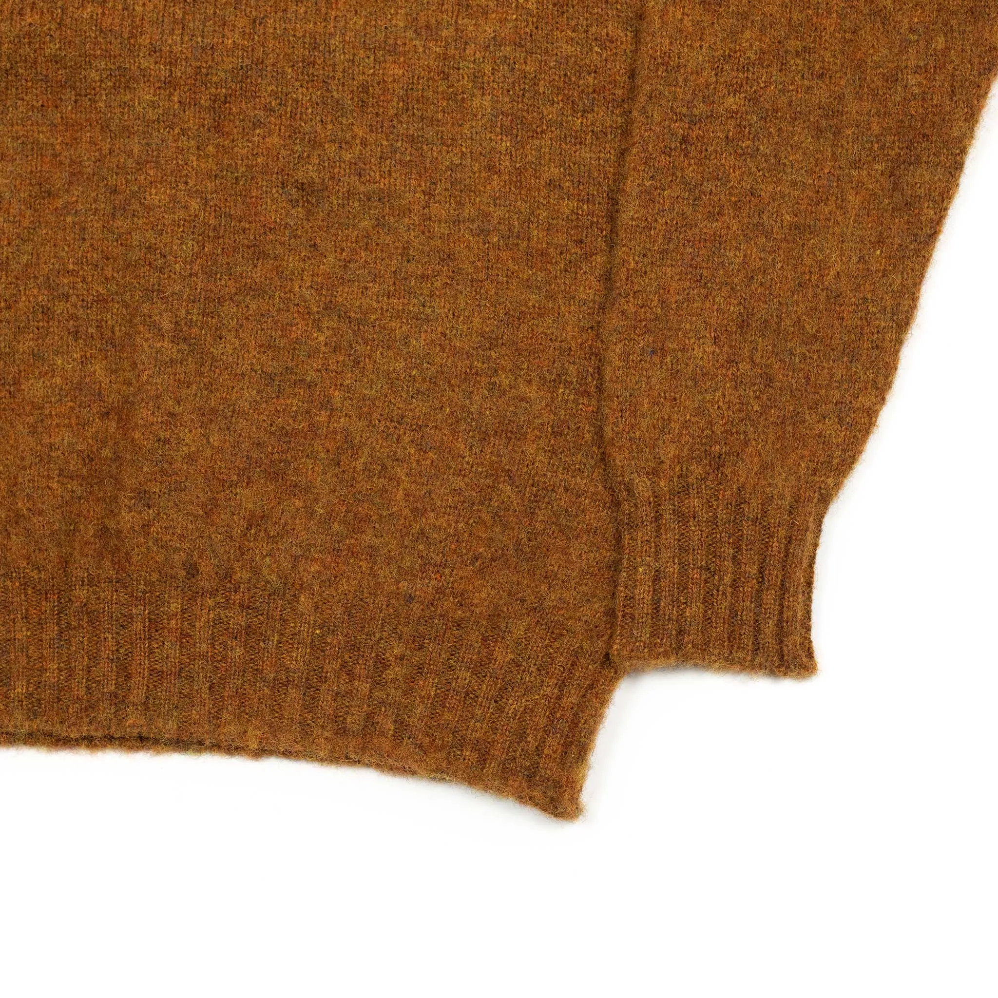 Shaggy brushed Shetland crew neck sweater, Burnt Umber