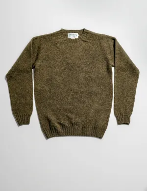 Slim-Fit Shetland Sweater - Olive