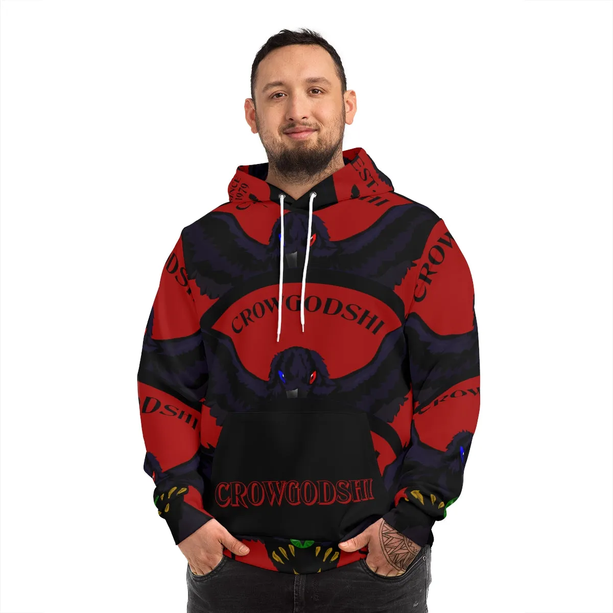 Special Edition Crowgodshi Designer Hoodie, BURGUNDY LOGO