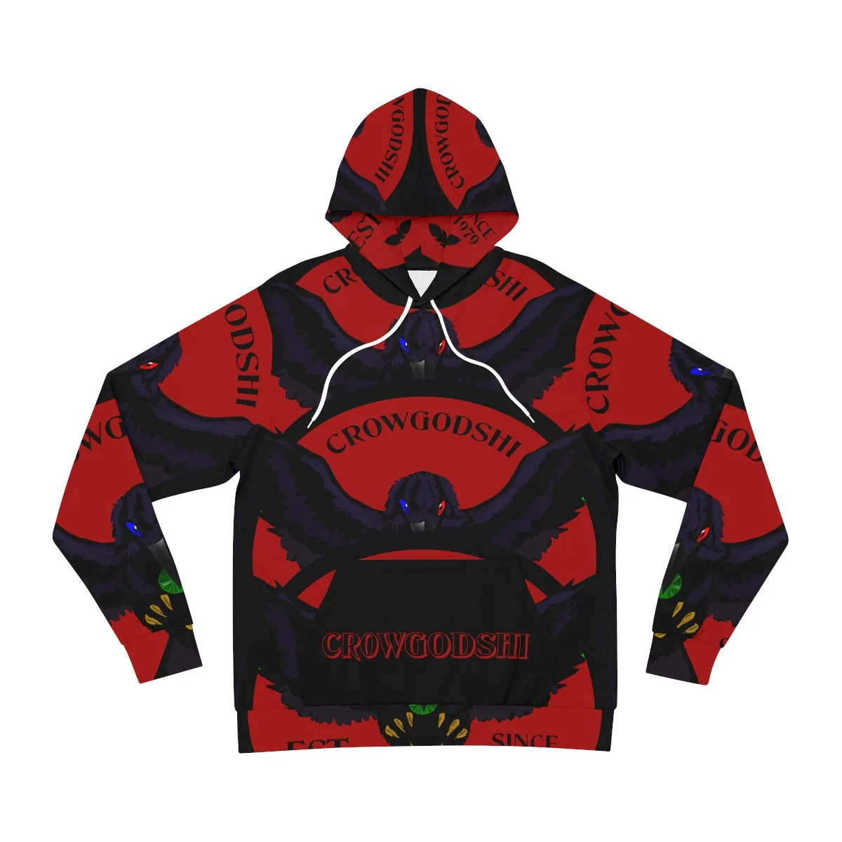 Special Edition Crowgodshi Designer Hoodie, BURGUNDY LOGO