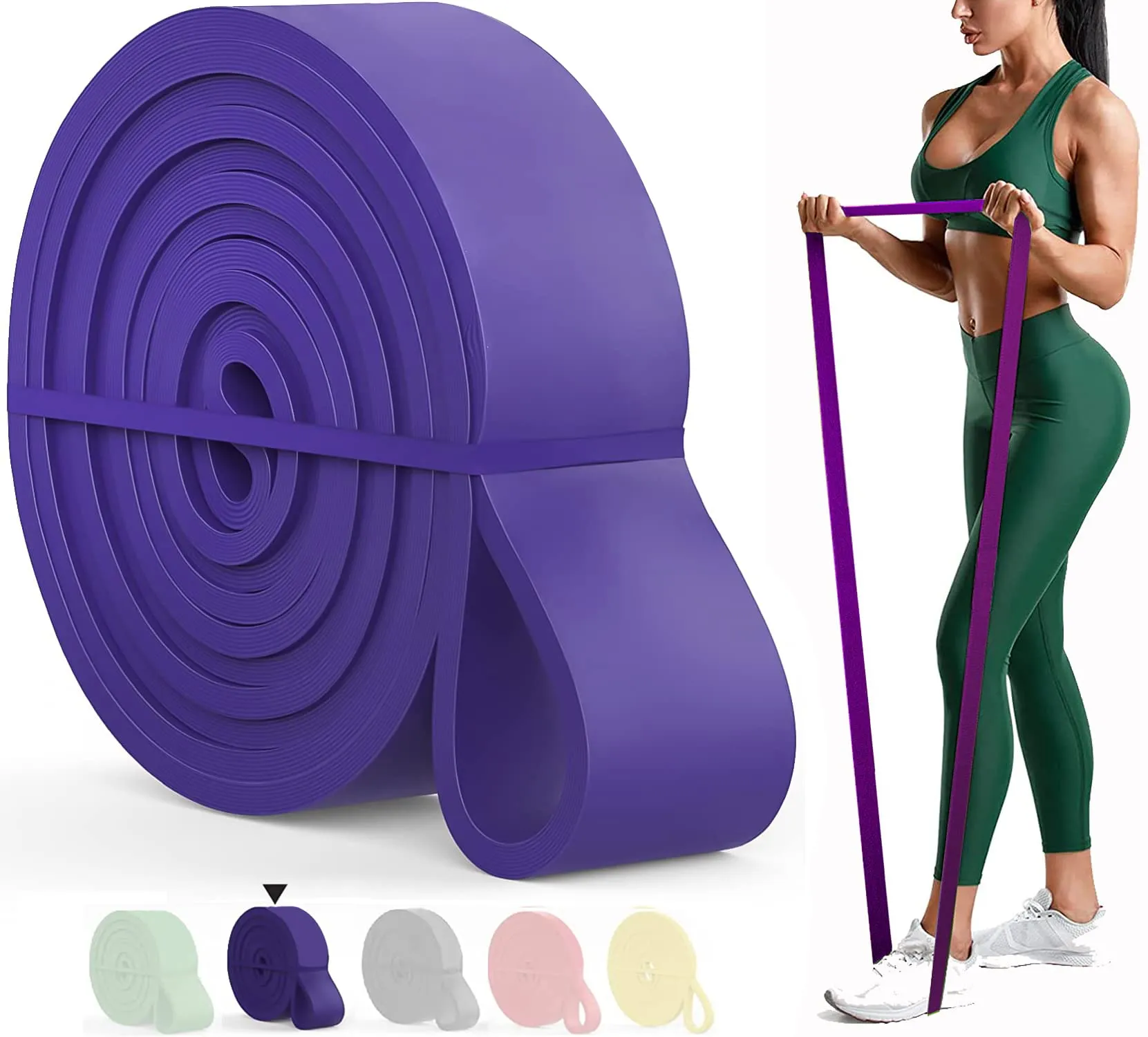 Strauss Resistance Band | Pull Up Bands Ideal for Home Exercise,Chin Ups, Squats & Core Workout | For Gym Men & Women | Resistance Bands, Loop Bands & Toning Bands | Resistance Level: 21-46Kg,(Purple)