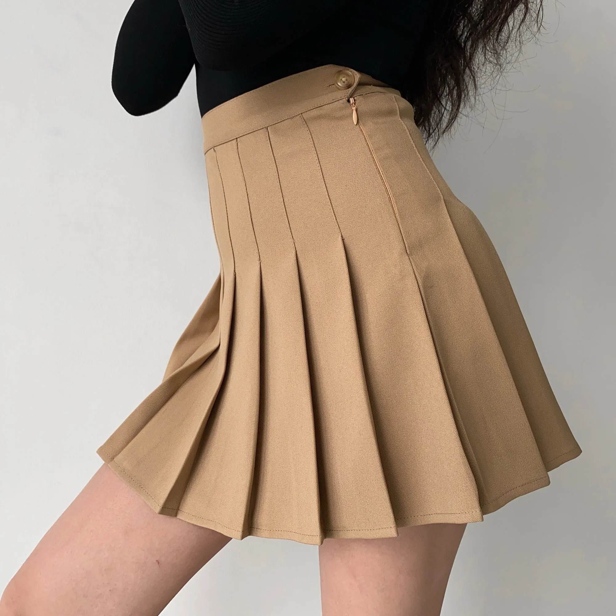 Wenkouban - Khaki Tennis Skirt ~ HANDMADE