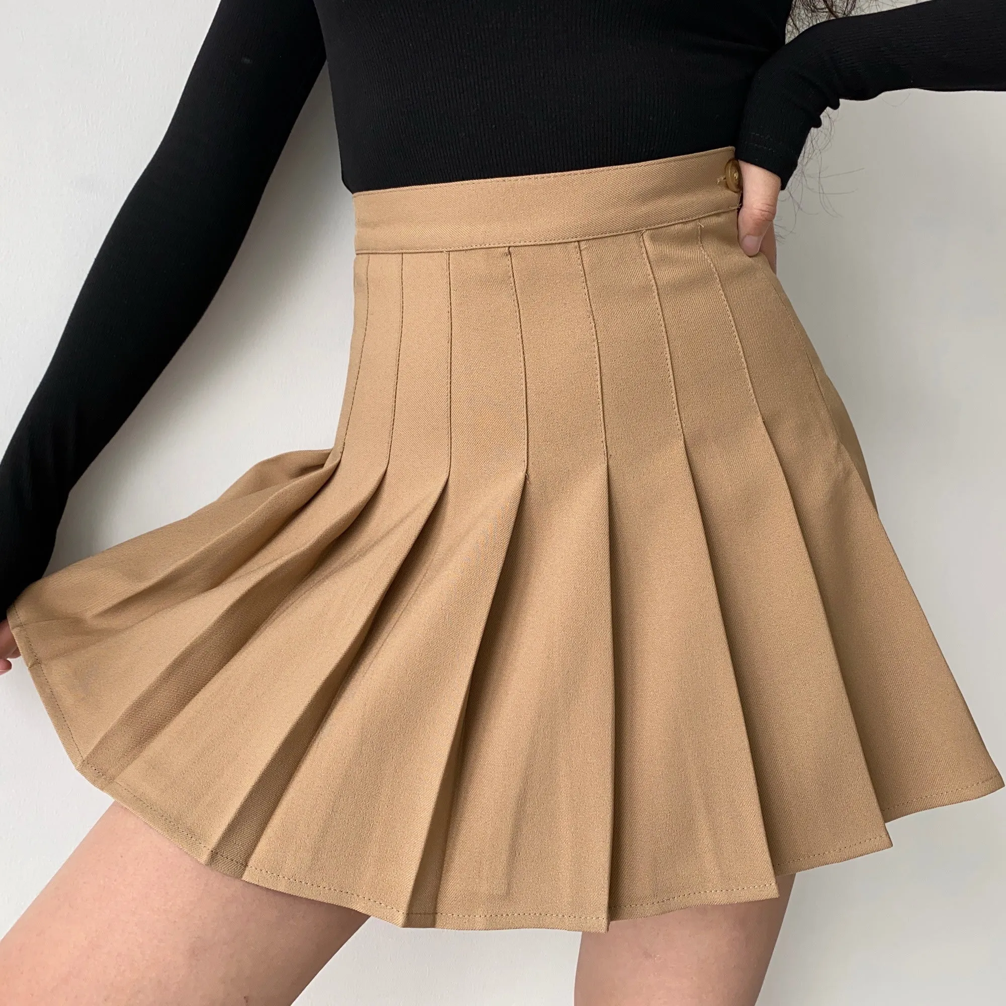 Wenkouban - Khaki Tennis Skirt ~ HANDMADE