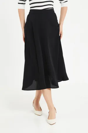 Women Black A-Line Elasticated Skirt