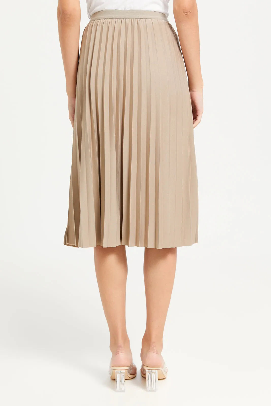 Women Brown Pleated Skirt