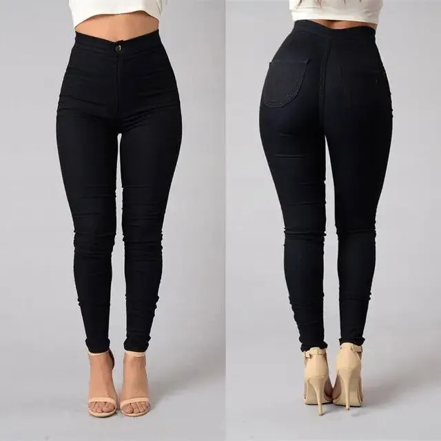 Zipper Fly High Waist Stretchy Skinny Denim Jeans